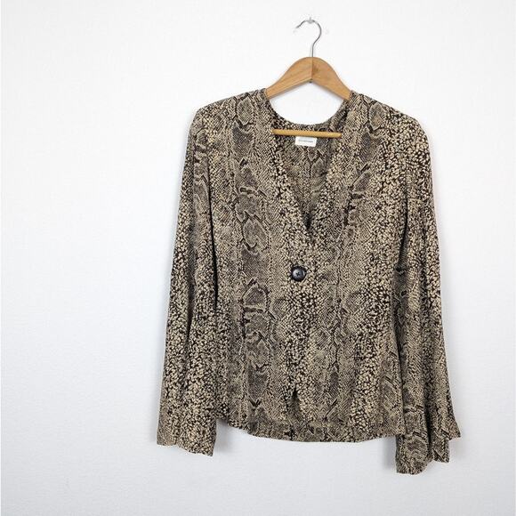 NWT By Malene Birger Isaida Snake Print Single Button Shirt Size 6 - Picture 3 of 10